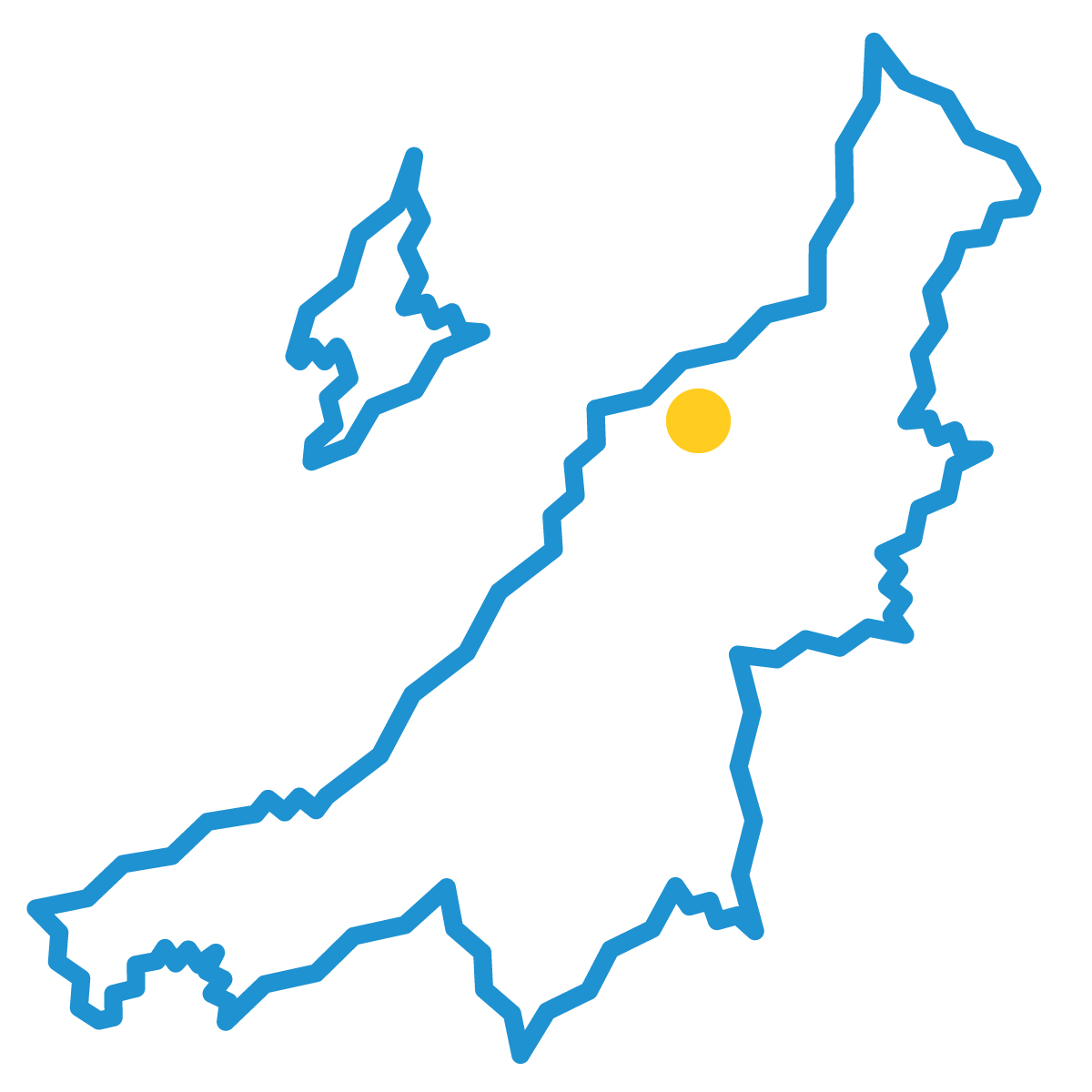 新潟県の無料フリーイラスト|簡易・県庁あり・ジグザグ(青)