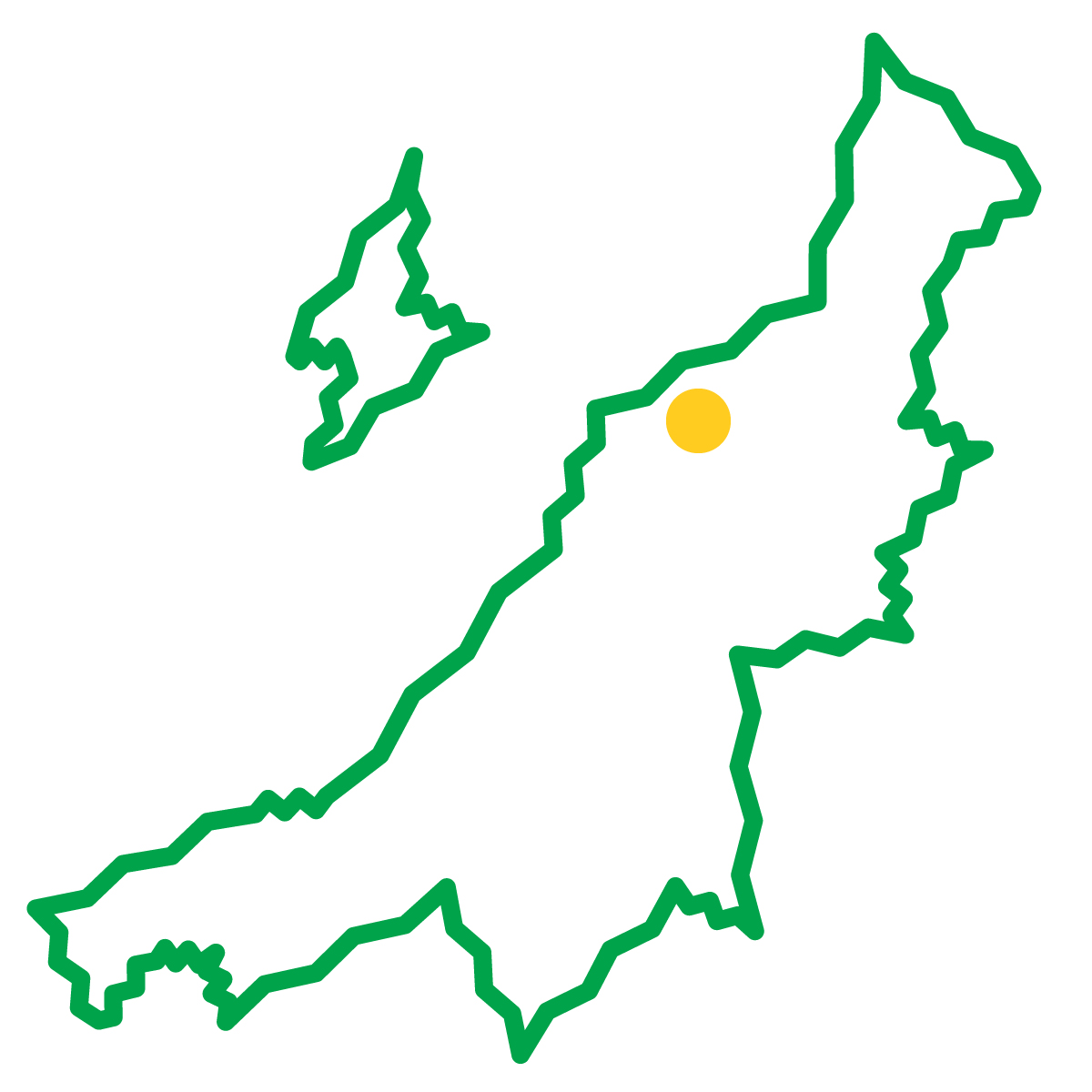 新潟県の無料フリーイラスト|簡易・県庁あり・ジグザグ(緑)