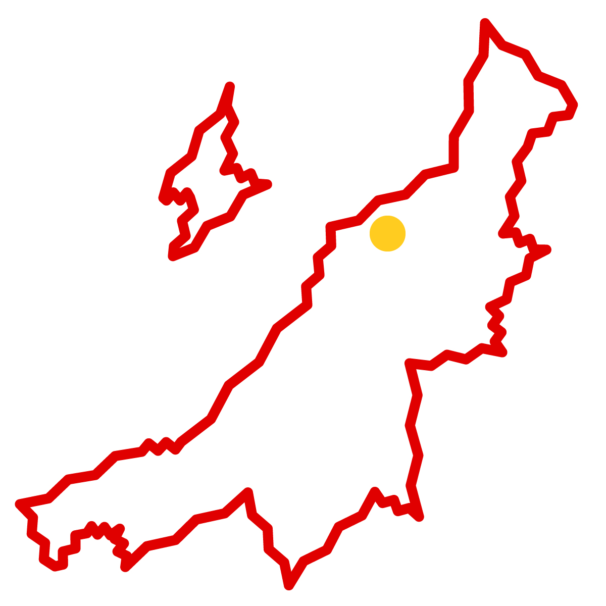 新潟県の無料フリーイラスト|簡易・県庁あり・ジグザグ(赤)