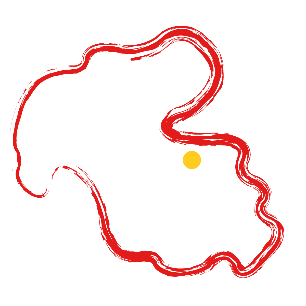 大分県の無料フリーイラスト|簡易・県庁あり・毛筆(赤)