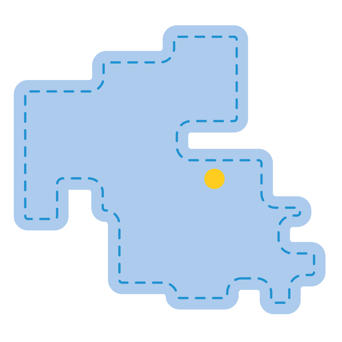 大分県の無料フリーイラスト|簡易・県庁あり・角丸ステッチ(青)