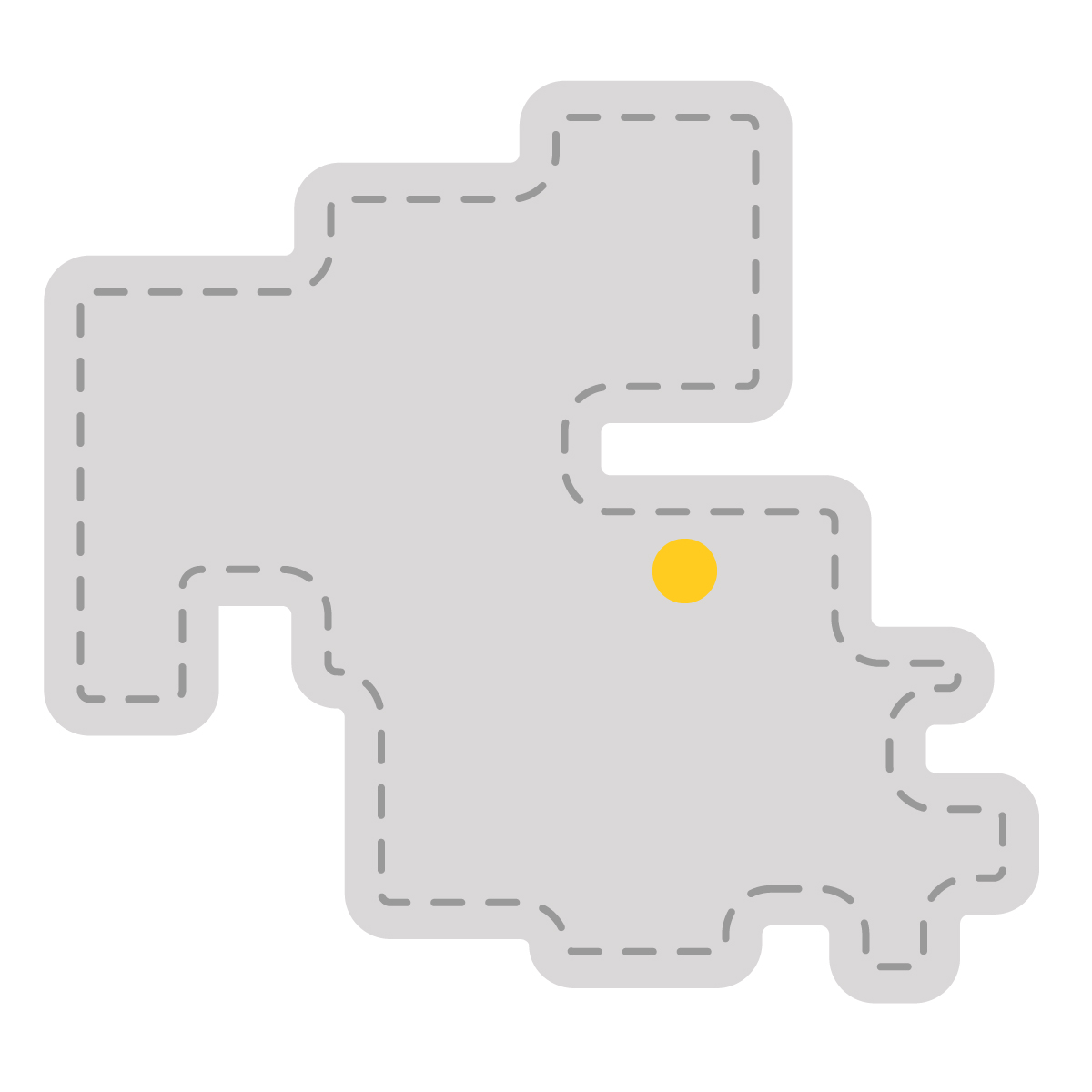 大分県の無料フリーイラスト|簡易・県庁あり・角丸ステッチ(グレー)