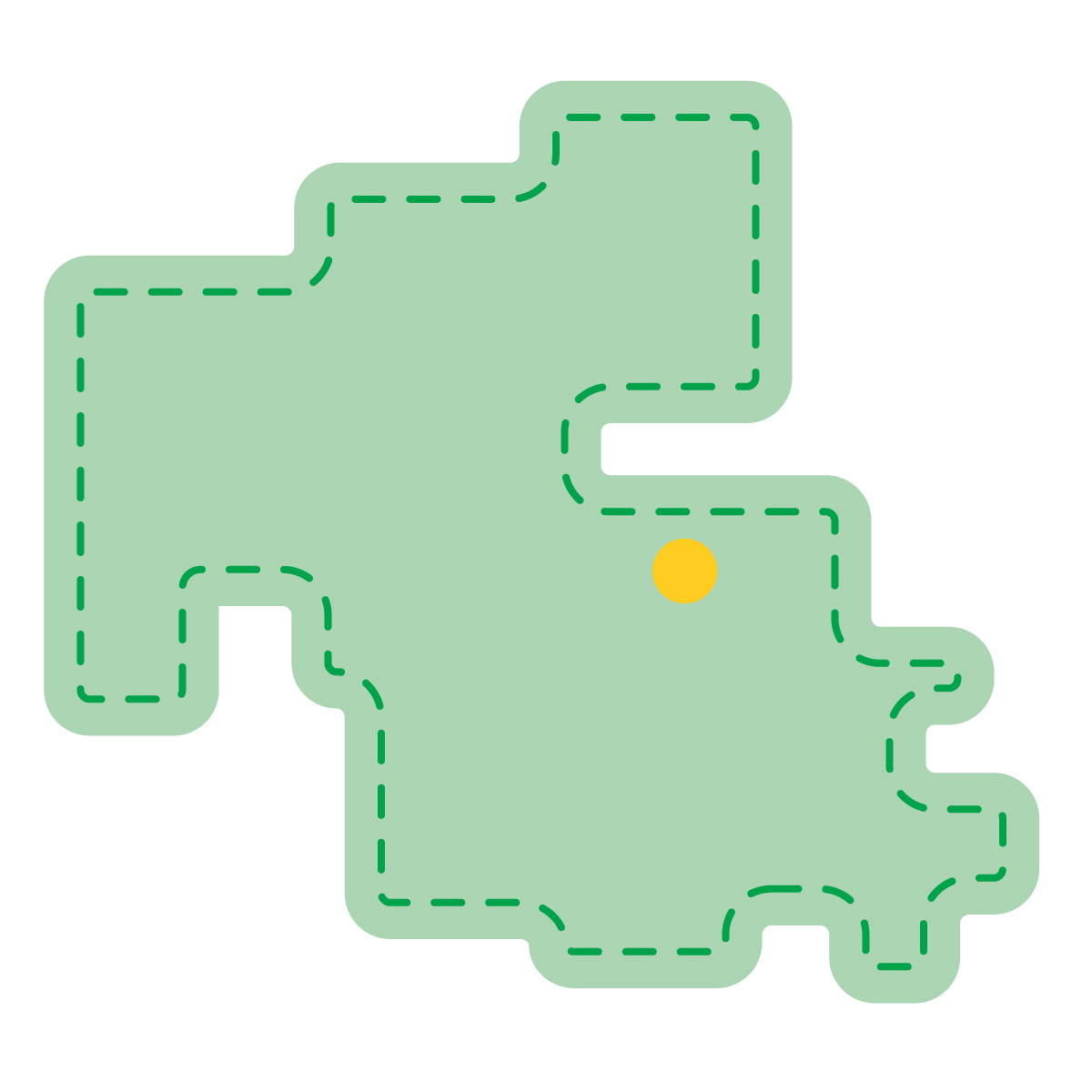 大分県の無料フリーイラスト｜簡易・県庁あり・角丸ステッチ(緑)