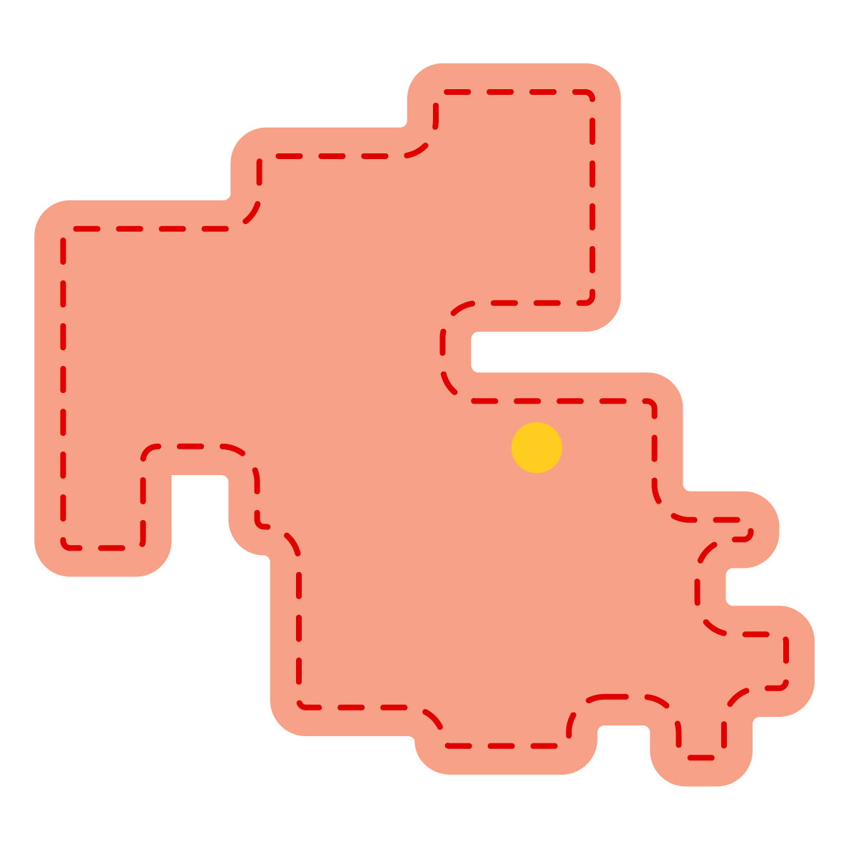 大分県の無料フリーイラスト｜簡易・県庁あり・角丸ステッチ(赤)