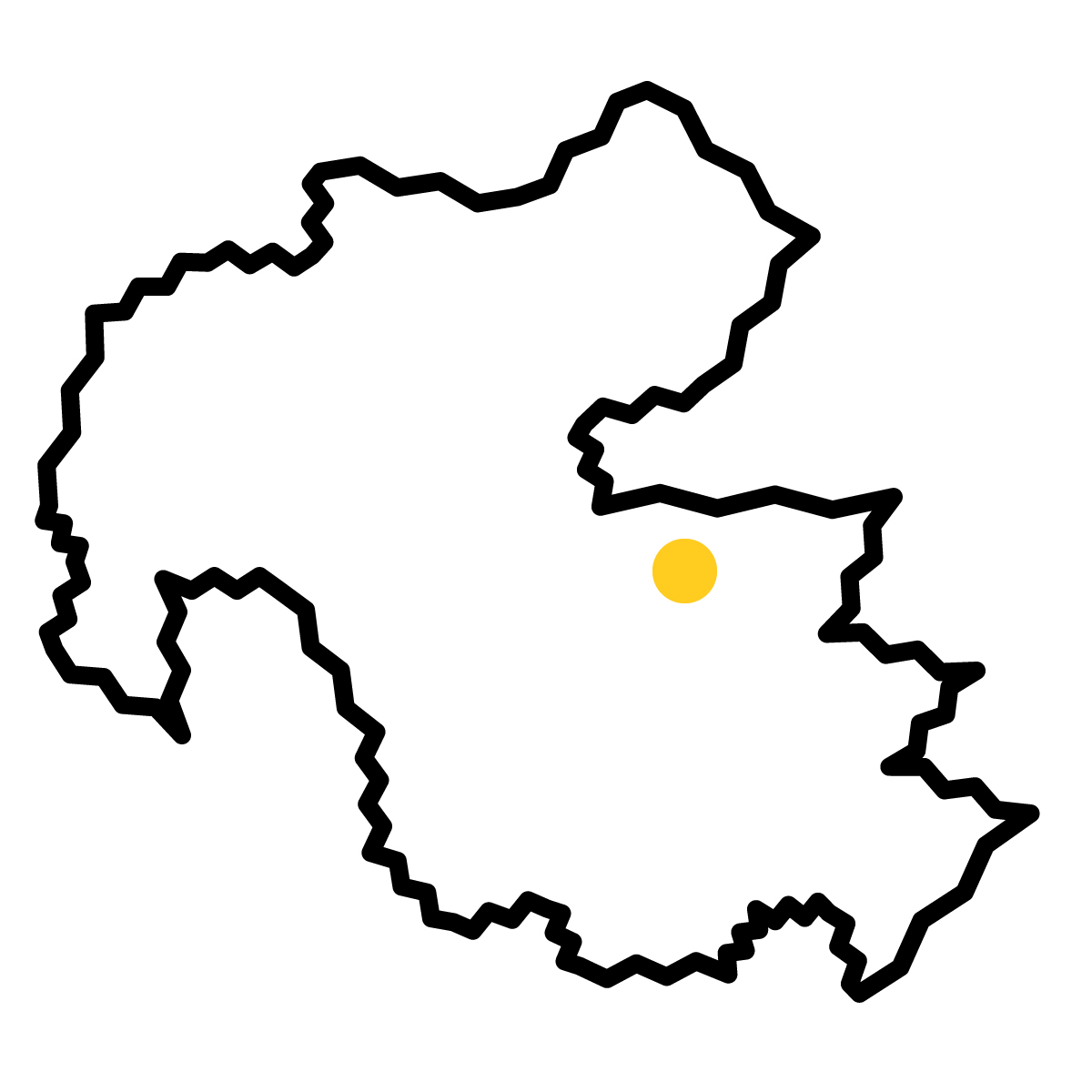 大分県の無料フリーイラスト|簡易・県庁あり・ジグザグ(黒)