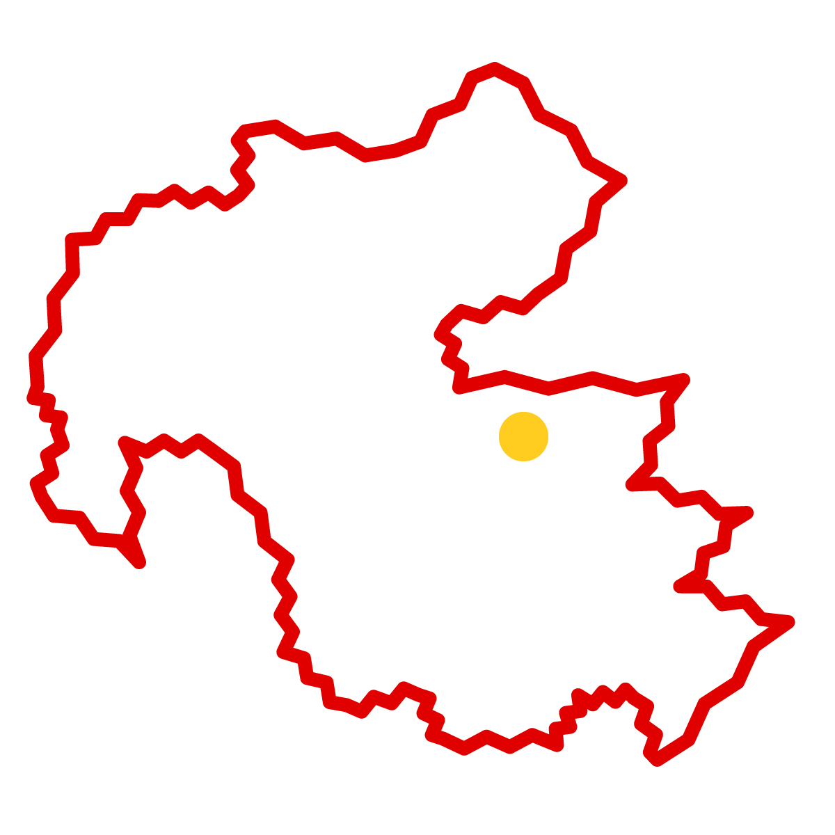 大分県の無料フリーイラスト|簡易・県庁あり・ジグザグ(赤)