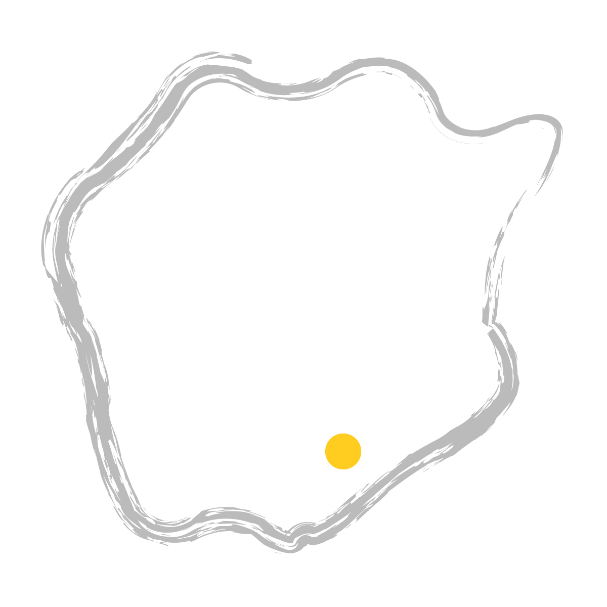 岡山県の無料フリーイラスト｜簡易・県庁あり・毛筆(グレー)