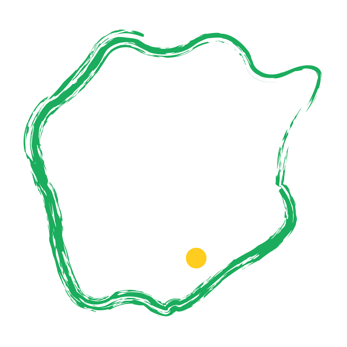 岡山県の無料フリーイラスト｜簡易・県庁あり・毛筆(緑)