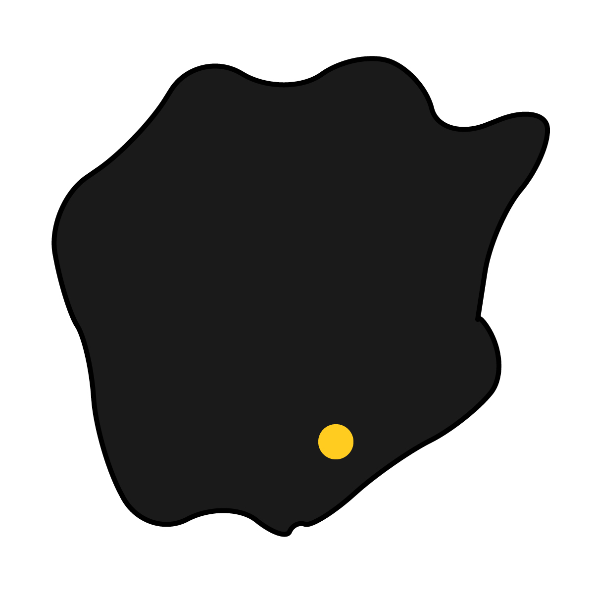 岡山県の無料フリーイラスト|簡易・県庁あり・曲線(黒)