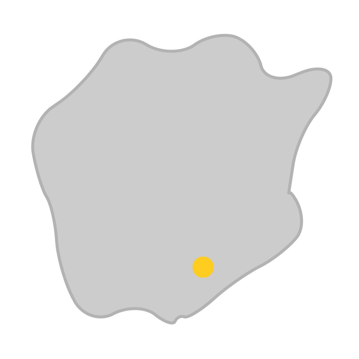 岡山県の無料フリーイラスト|簡易・県庁あり・曲線(グレー)