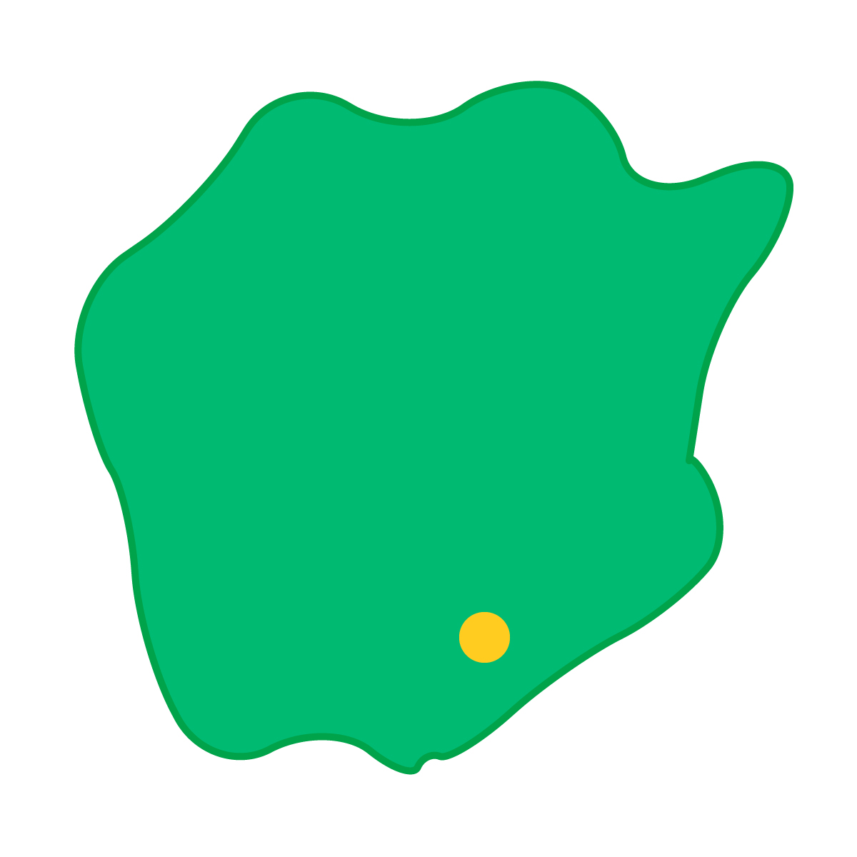 岡山県の無料フリーイラスト｜簡易・県庁あり・曲線(緑)