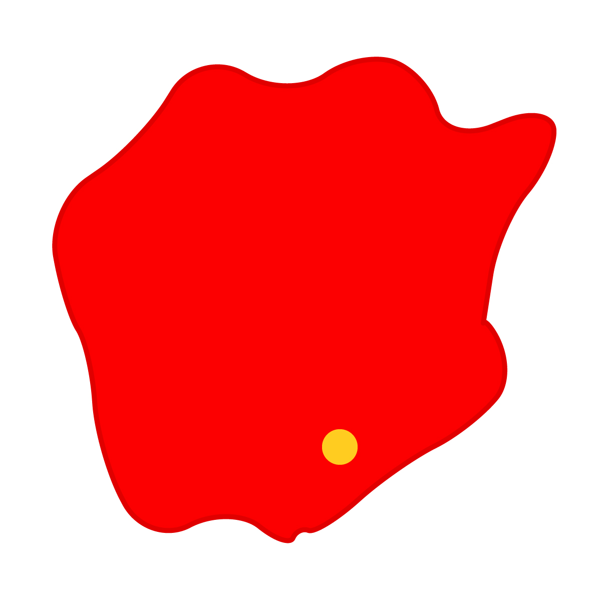 岡山県の無料フリーイラスト｜簡易・県庁あり・曲線(赤)