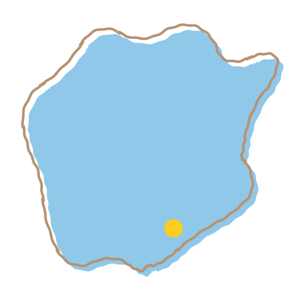 岡山県の無料フリーイラスト|簡易・県庁あり・イラスト風(青)