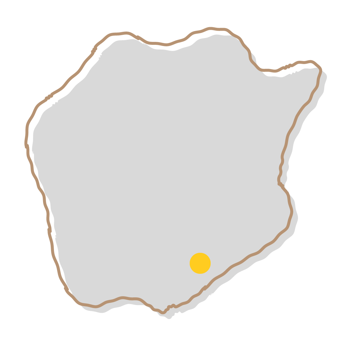 岡山県の無料フリーイラスト｜簡易・県庁あり・イラスト風(グレー)