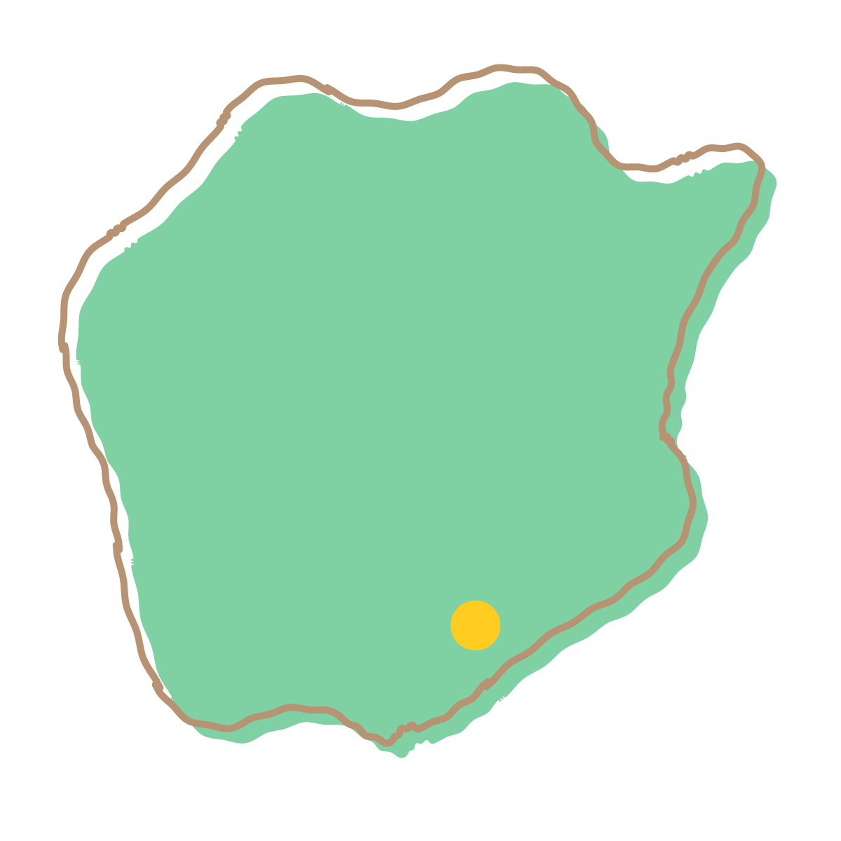 岡山県の無料フリーイラスト｜簡易・県庁あり・イラスト風(緑)