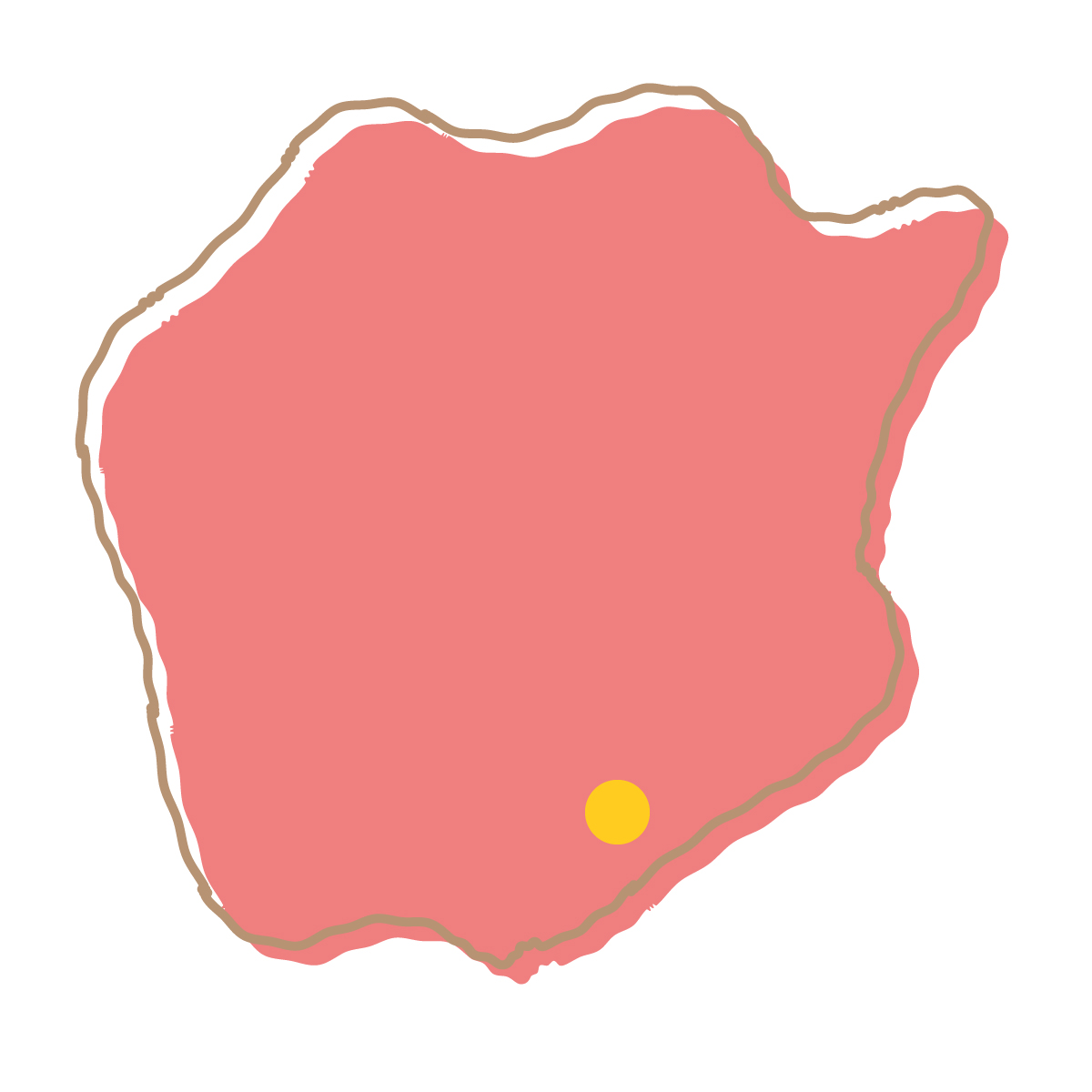岡山県の無料フリーイラスト｜簡易・県庁あり・イラスト風(赤)