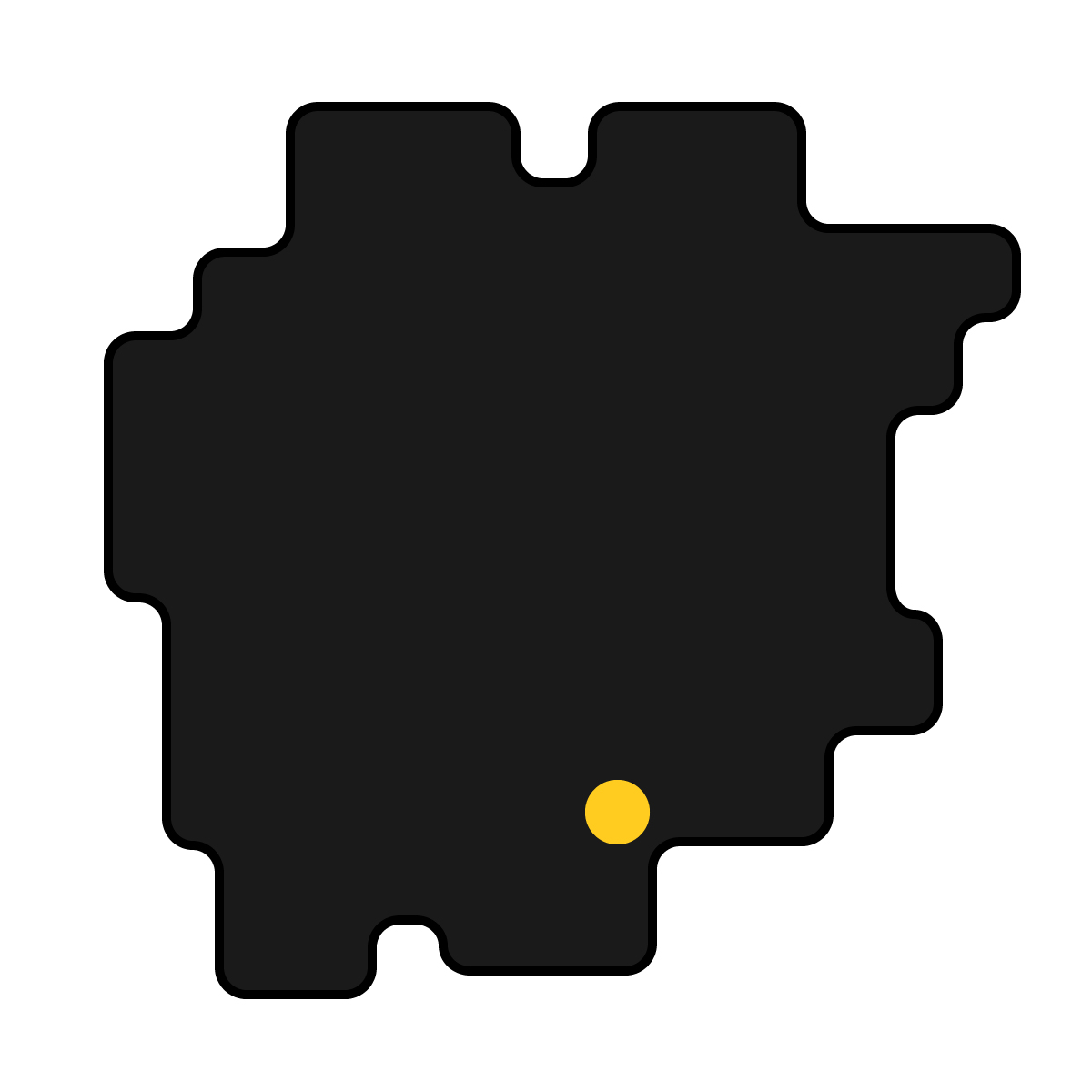 岡山県の無料フリーイラスト｜簡易・県庁あり・角丸(黒)