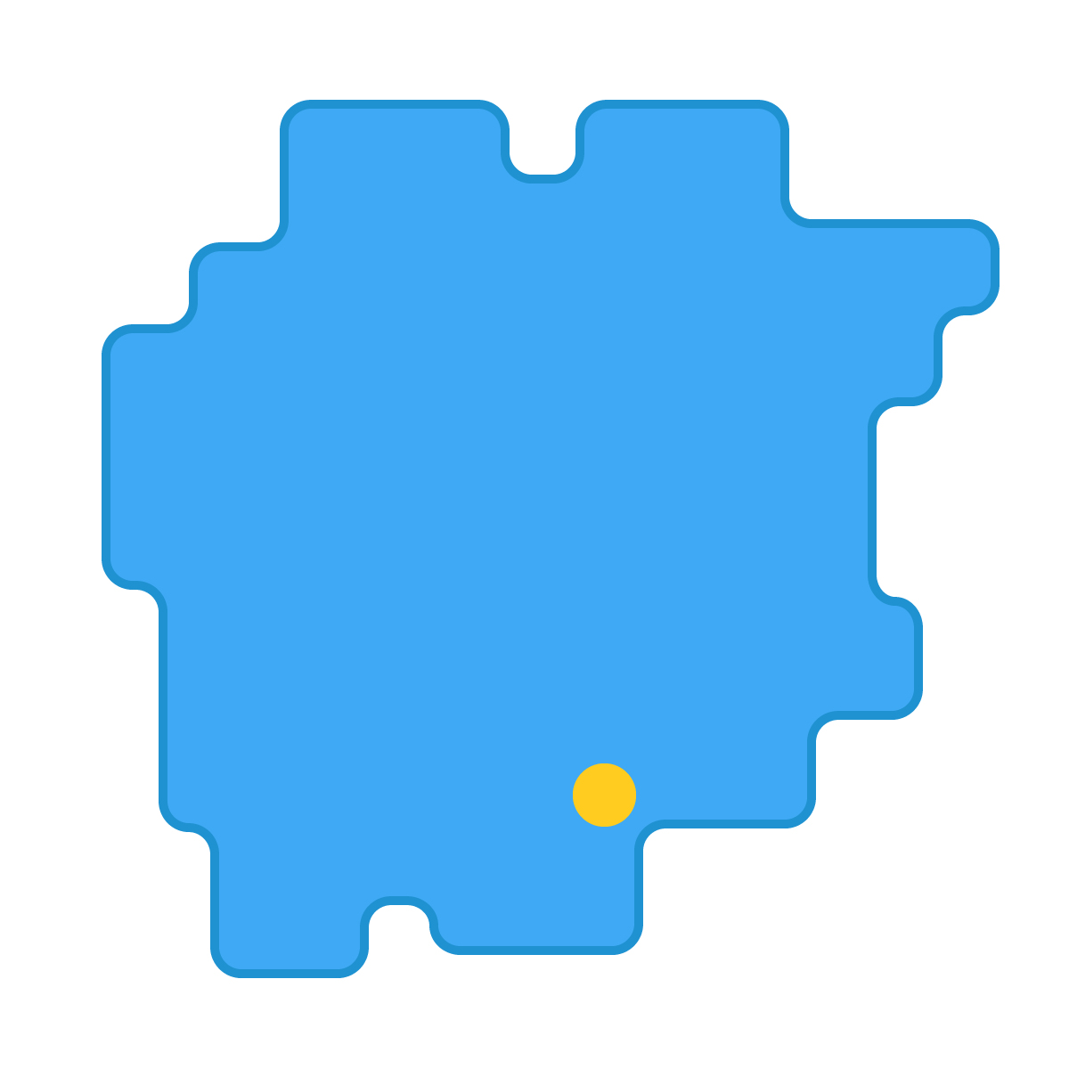 岡山県の無料フリーイラスト|簡易・県庁あり・角丸(青)