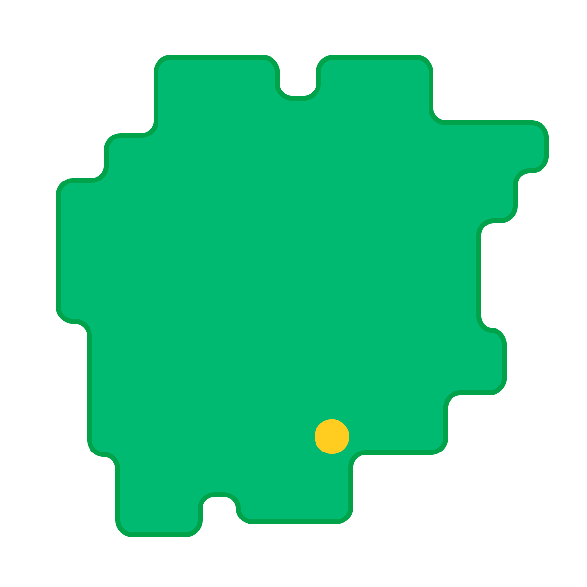 岡山県の無料フリーイラスト|簡易・県庁あり・角丸(緑)