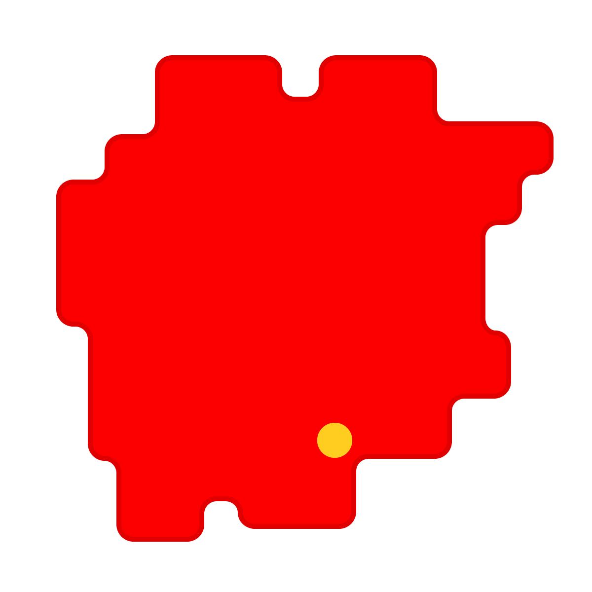 岡山県の無料フリーイラスト｜簡易・県庁あり・角丸(赤)
