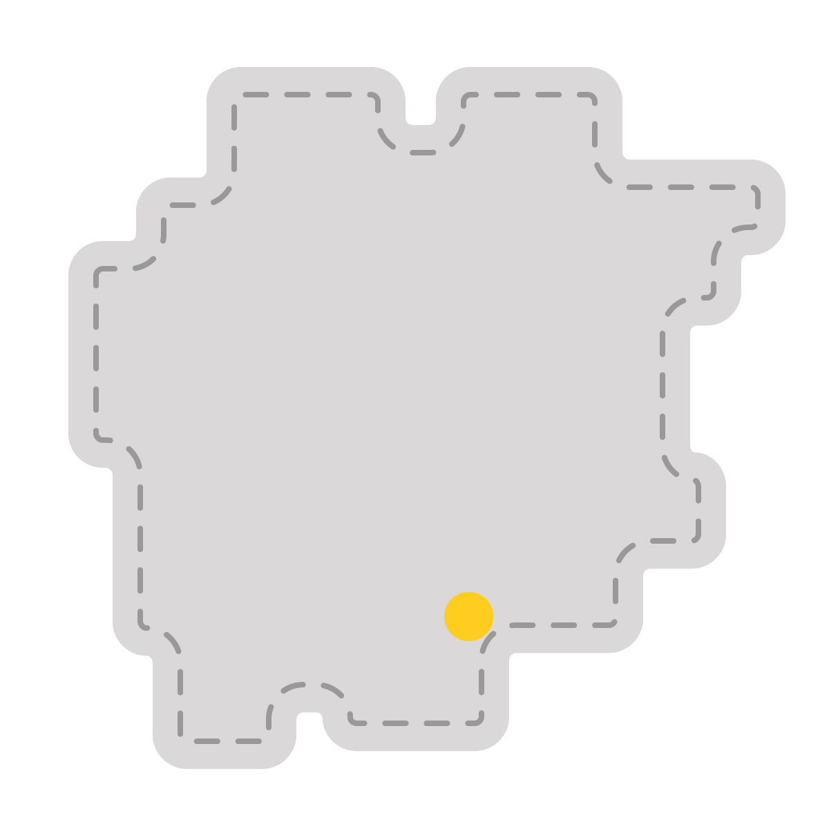 岡山県の無料フリーイラスト｜簡易・県庁あり・角丸ステッチ(グレー)