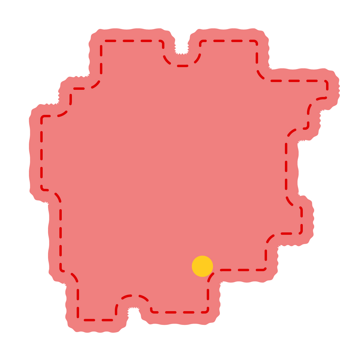岡山県の無料フリーイラスト｜簡易・県庁あり・角丸ステッチ(赤)