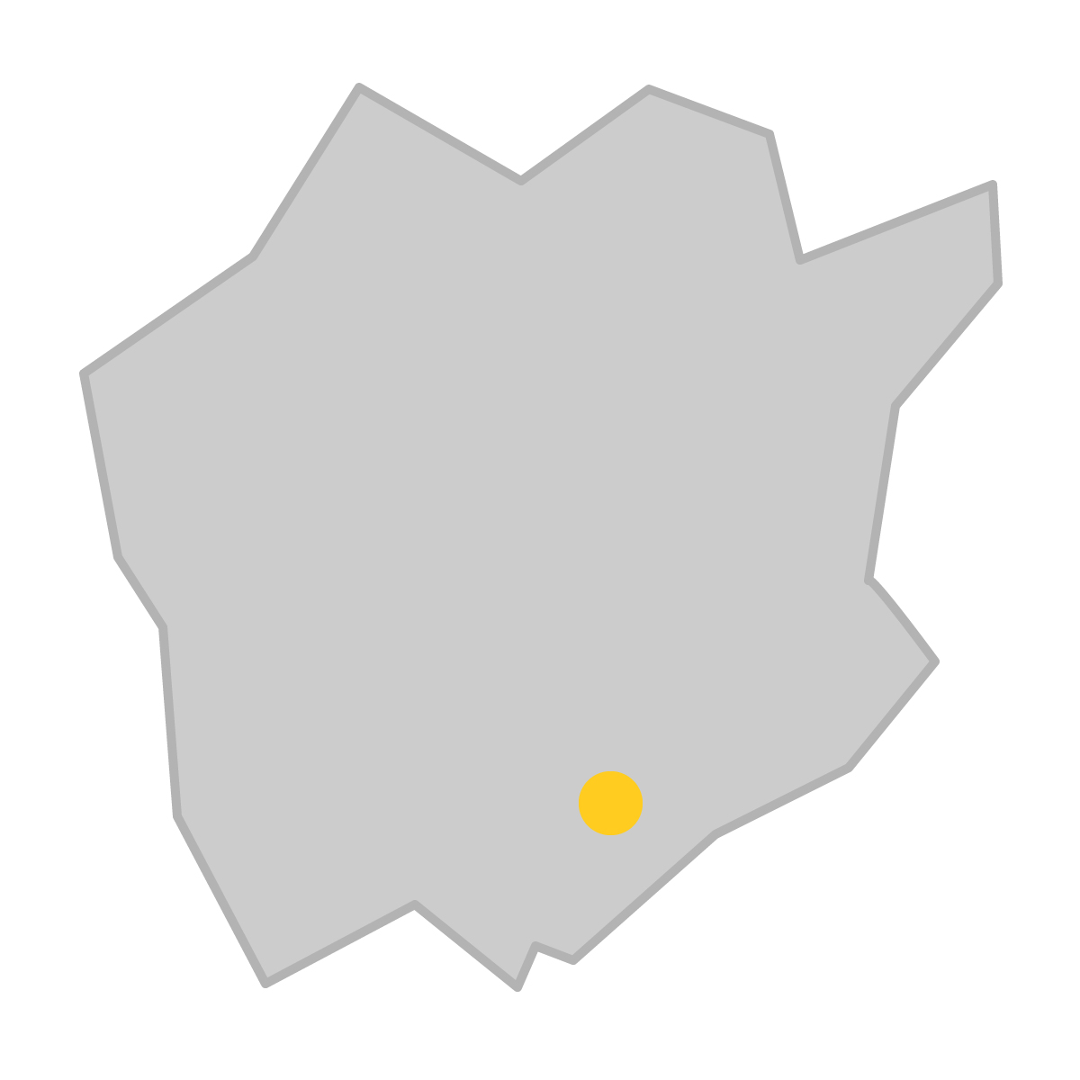 岡山県の無料フリーイラスト｜簡易・県庁あり・三角(グレー)