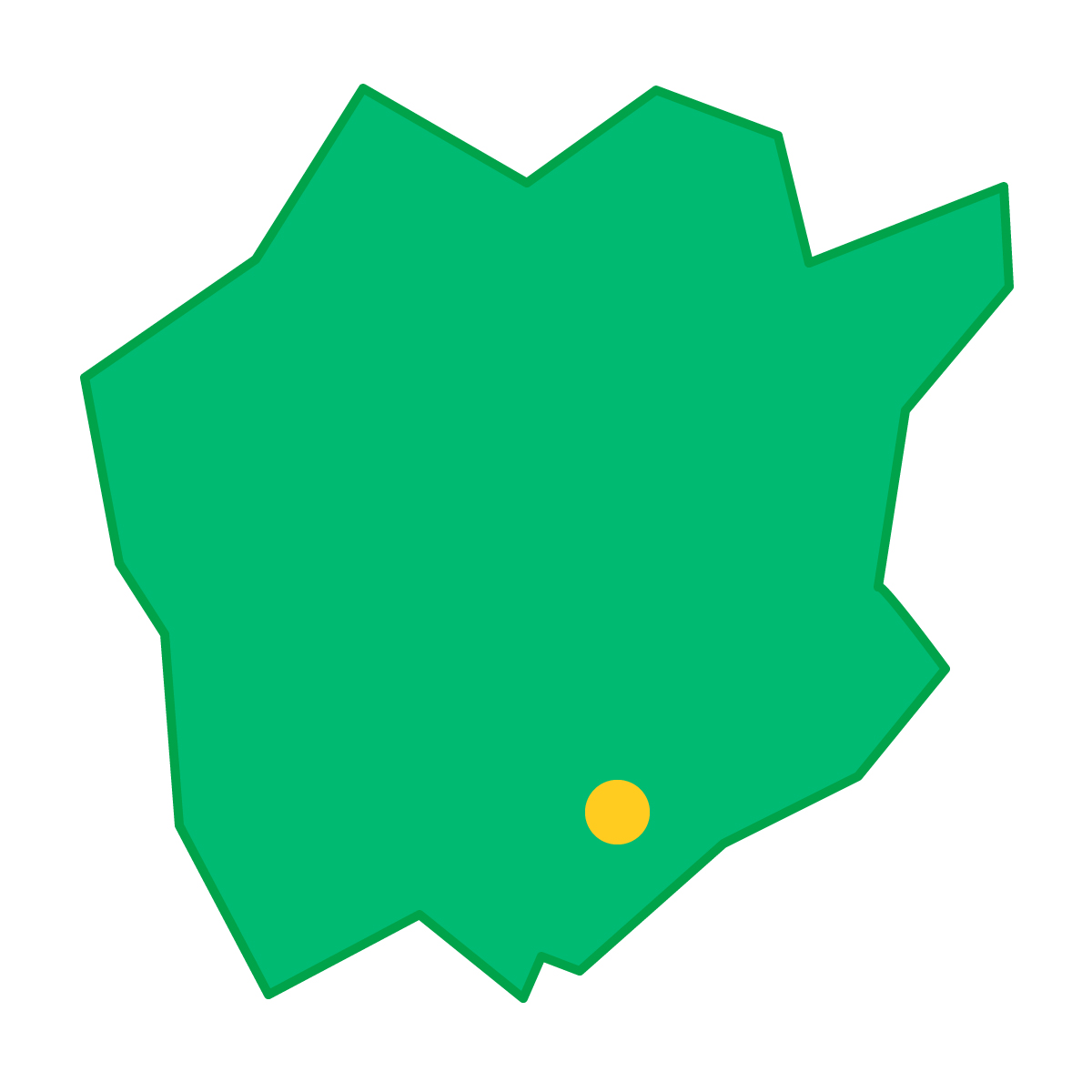 岡山県の無料フリーイラスト｜簡易・県庁あり・三角(緑)