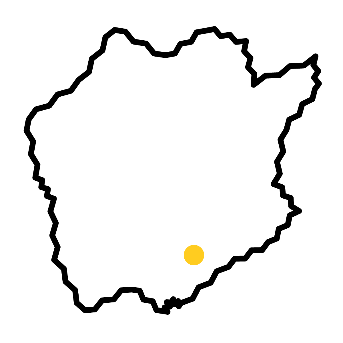 岡山県の無料フリーイラスト|簡易・県庁あり・ジグザグ(黒)