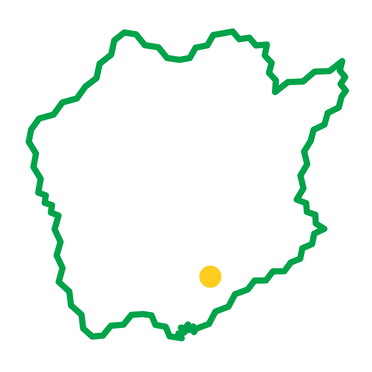 岡山県の無料フリーイラスト|簡易・県庁あり・ジグザグ(緑)