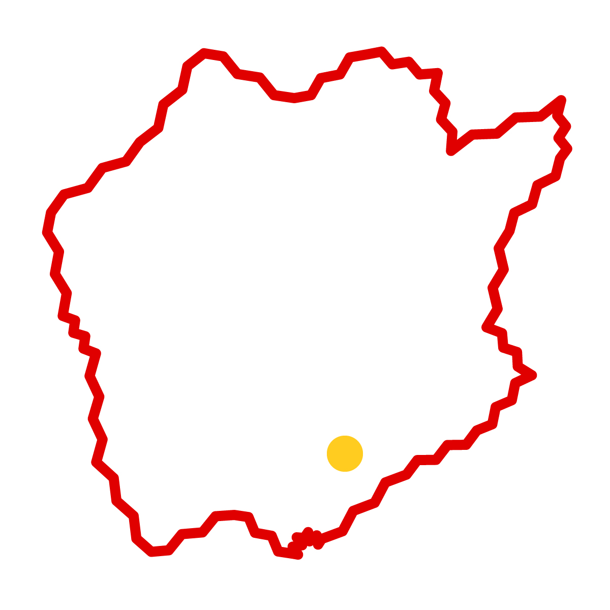 岡山県の無料フリーイラスト｜簡易・県庁あり・ジグザグ(赤)