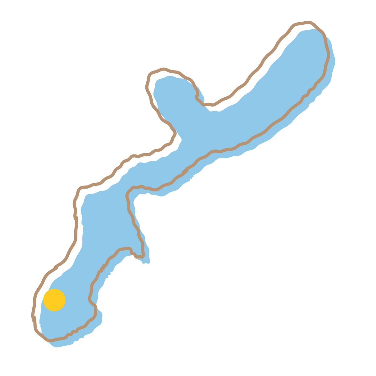 沖縄県の無料フリーイラスト|簡易・県庁あり・イラスト風(青)