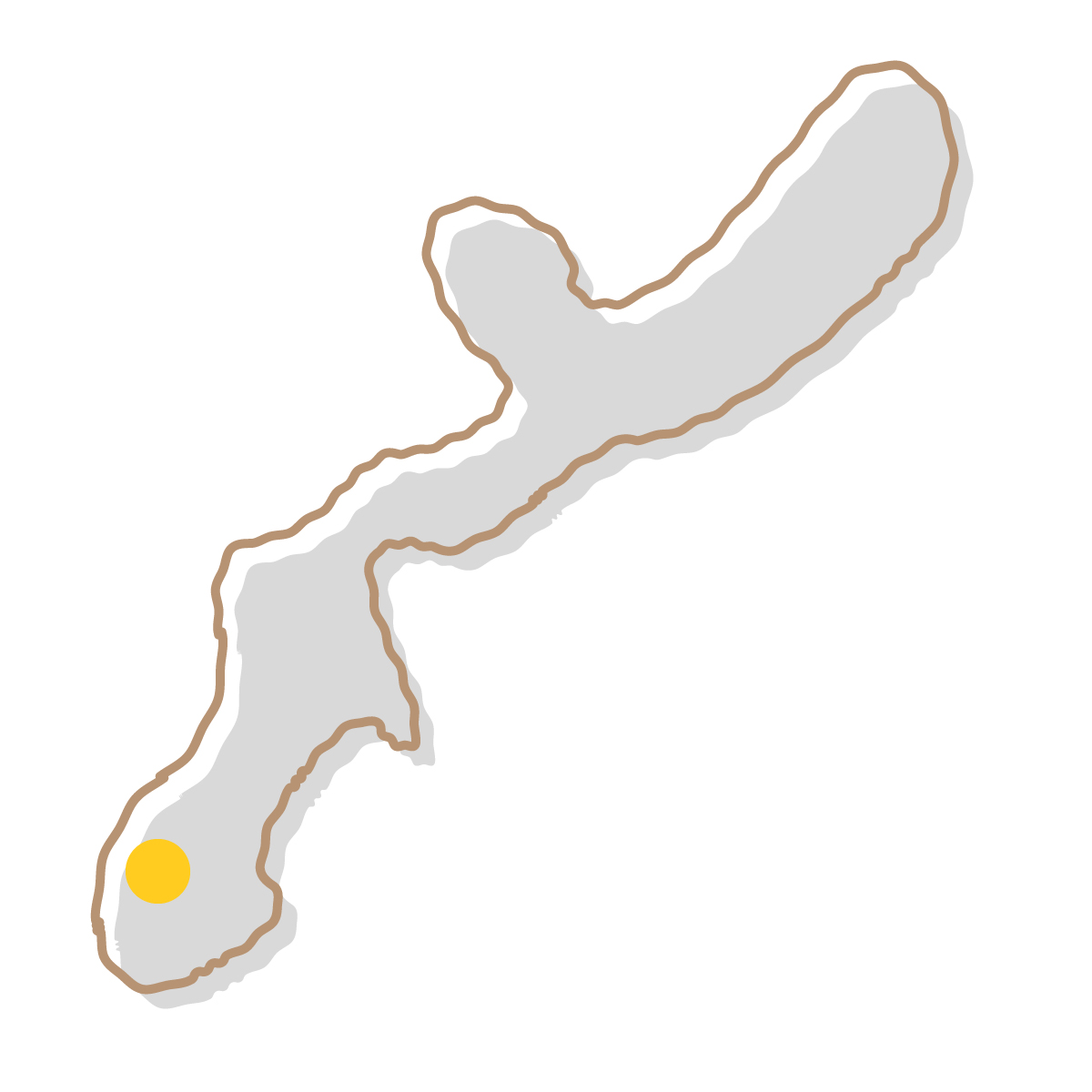 沖縄県の無料フリーイラスト｜簡易・県庁あり・イラスト風(グレー)