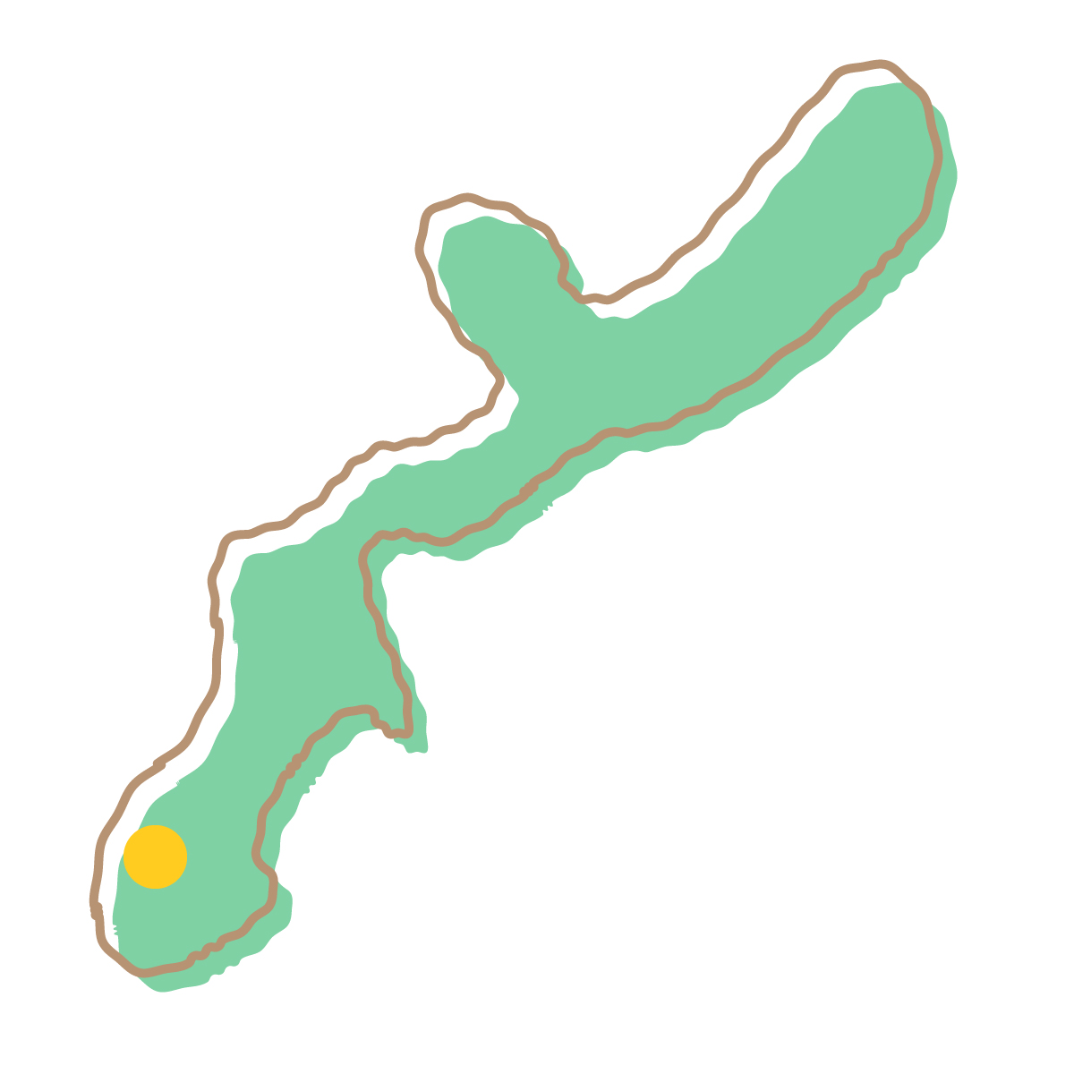 沖縄県の無料フリーイラスト｜簡易・県庁あり・イラスト風(緑)