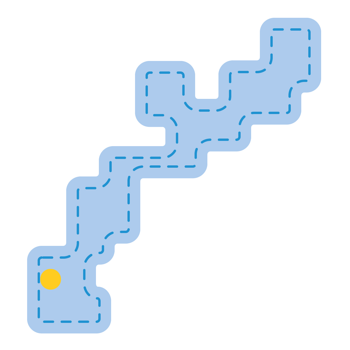 沖縄県の無料フリーイラスト｜簡易・県庁あり・角丸ステッチ(青)