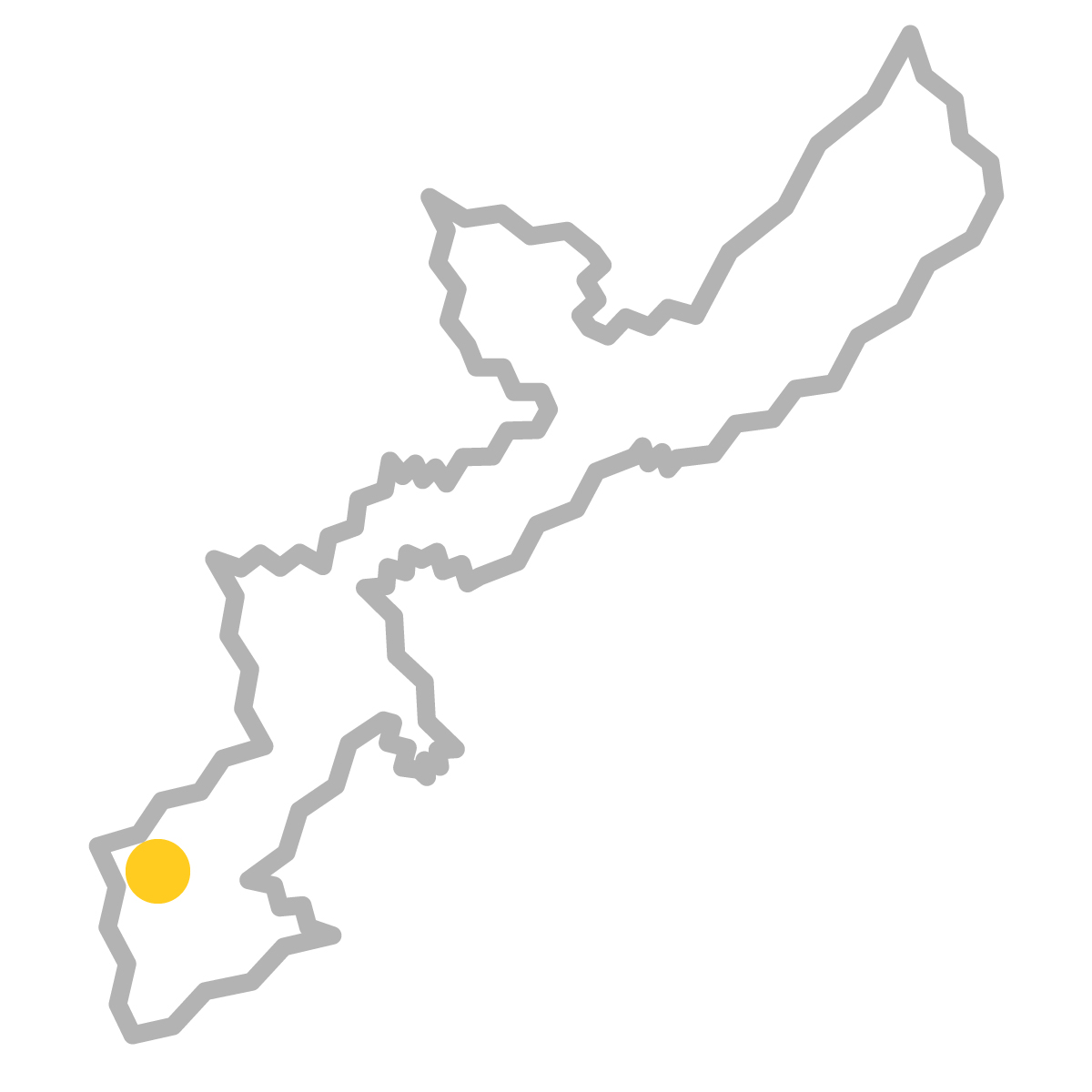沖縄県の無料フリーイラスト|簡易・県庁あり・ジグザグ(グレー)
