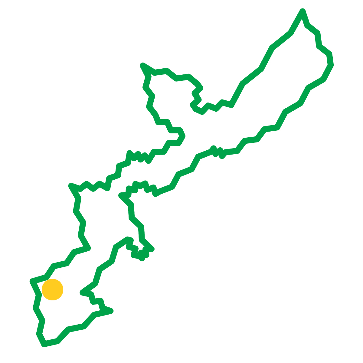 沖縄県の無料フリーイラスト|簡易・県庁あり・ジグザグ(緑)