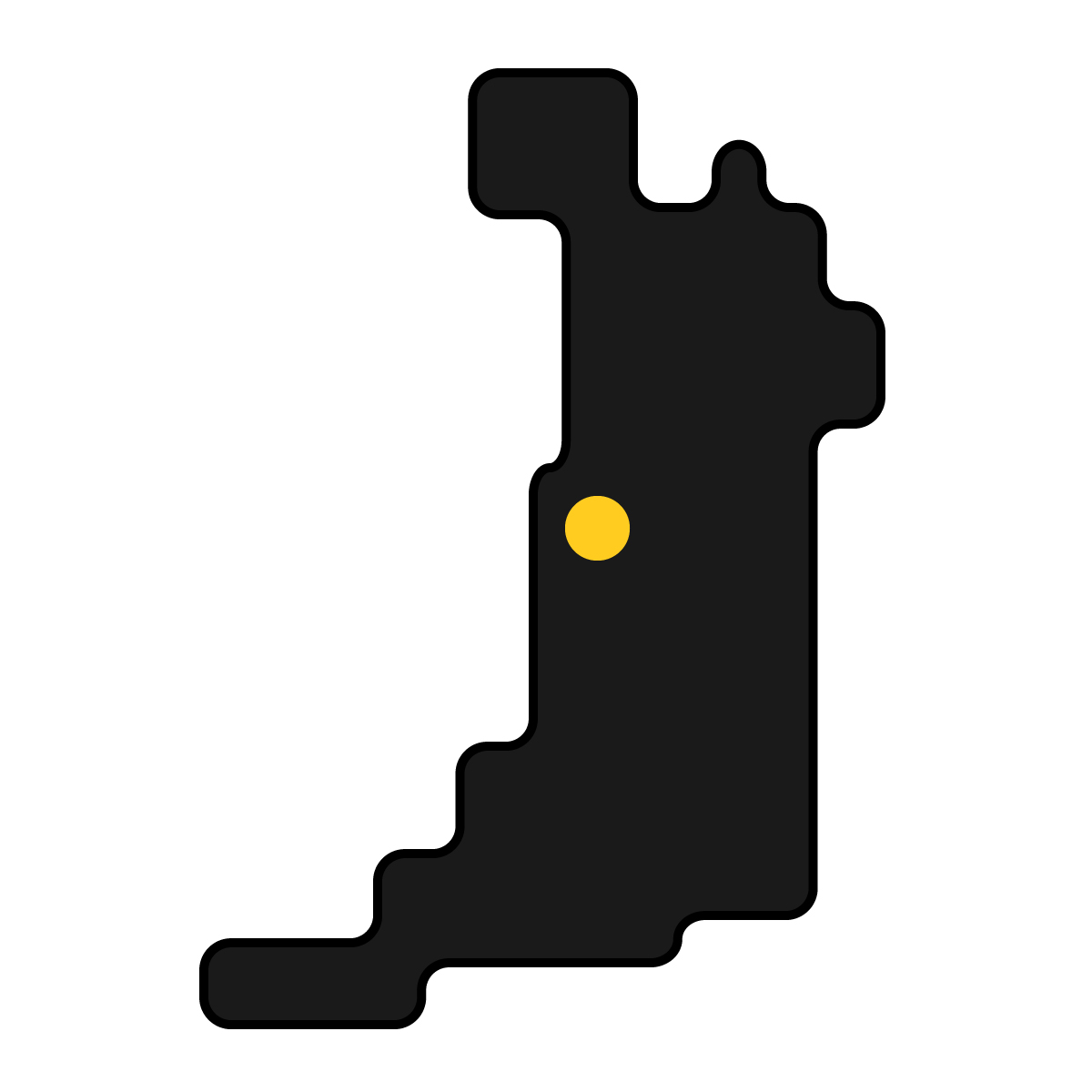 大阪府の無料フリーイラスト|簡易・県庁あり・角丸(黒)