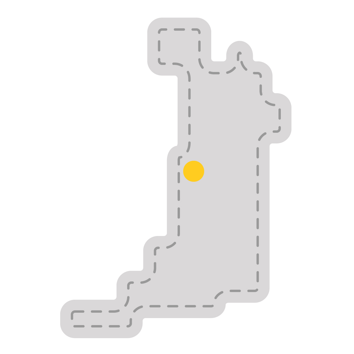 大阪府の無料フリーイラスト|簡易・県庁あり・角丸ステッチ(グレー)