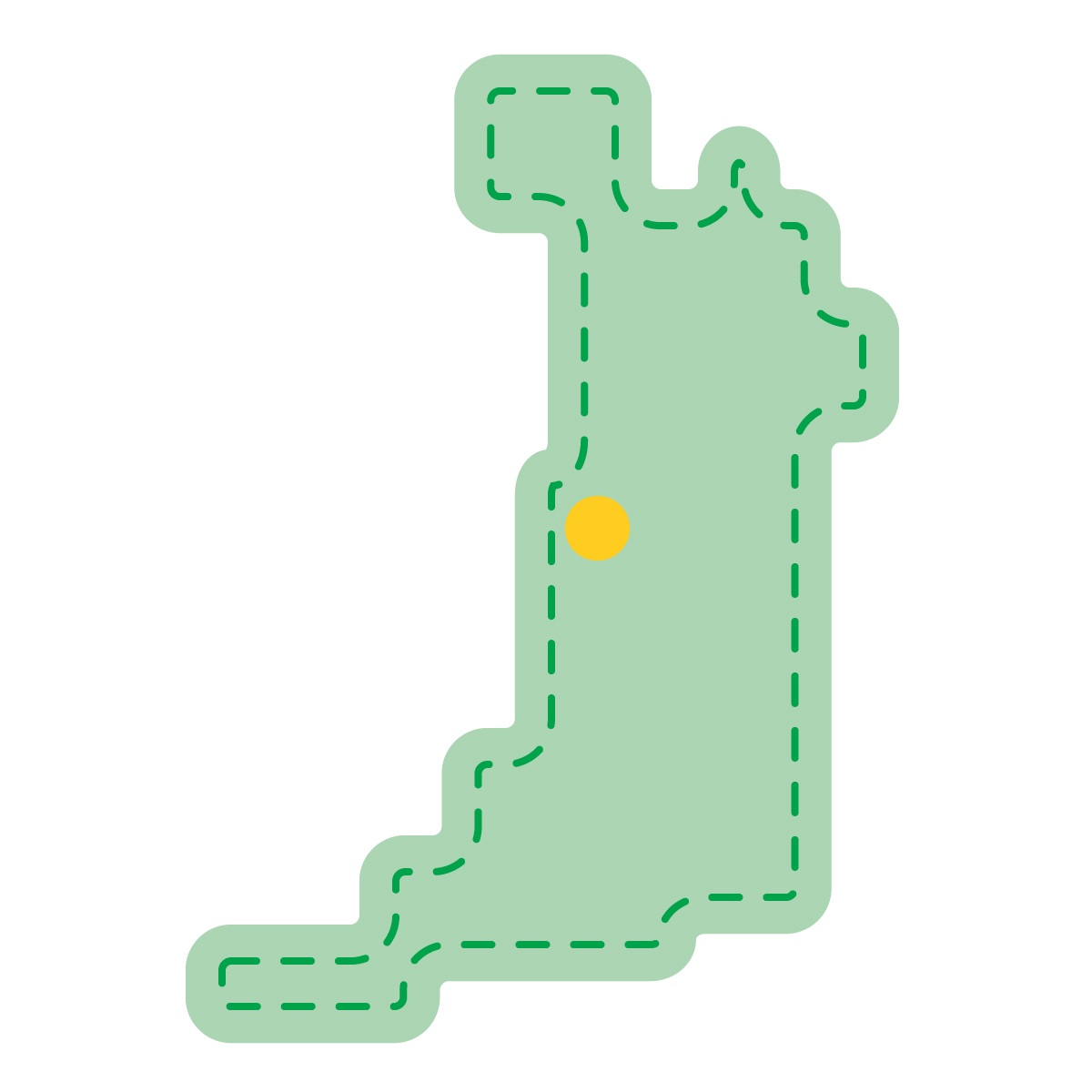 大阪府の無料フリーイラスト|簡易・県庁あり・角丸ステッチ(緑)
