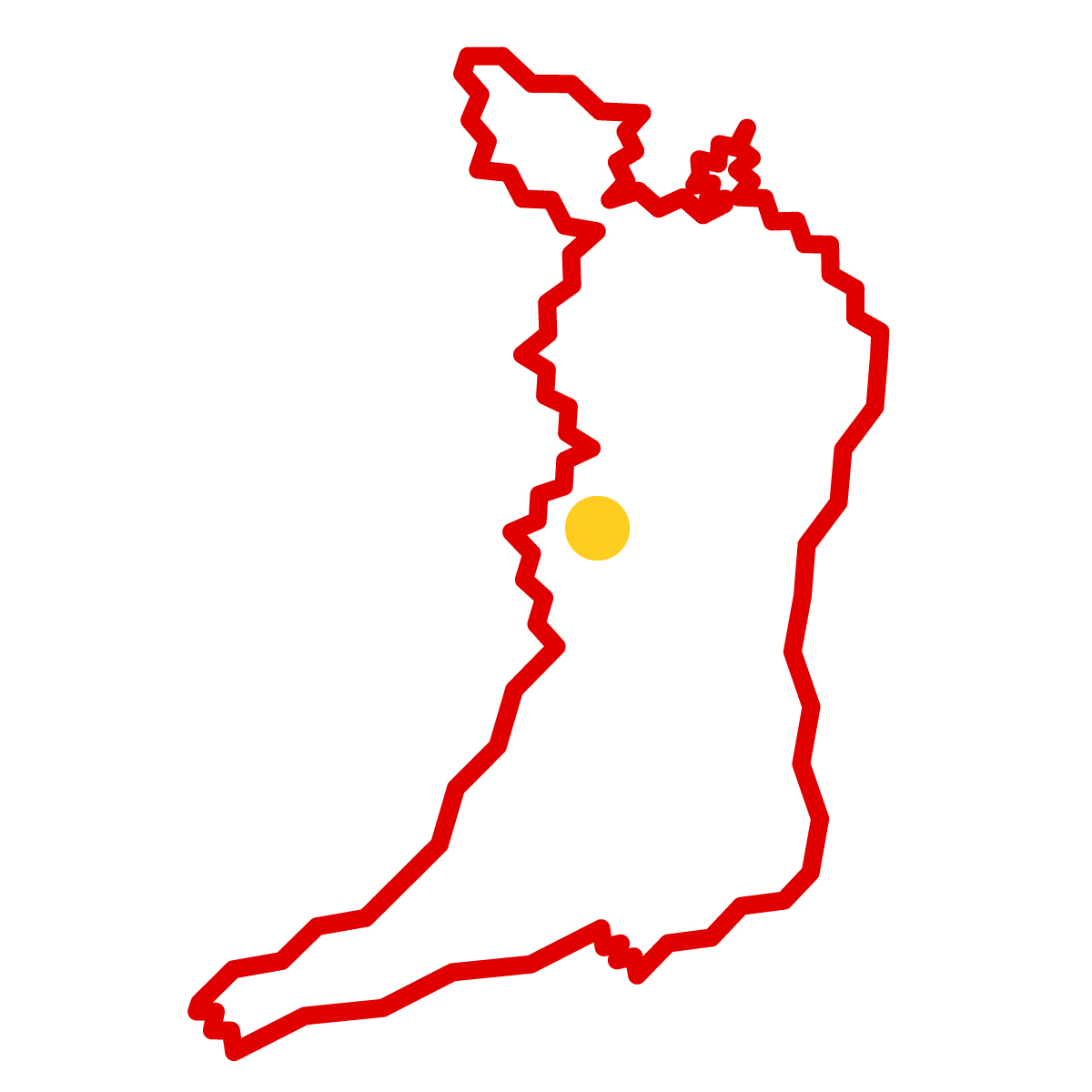大阪府の無料フリーイラスト|簡易・県庁あり・ジグザグ(赤)