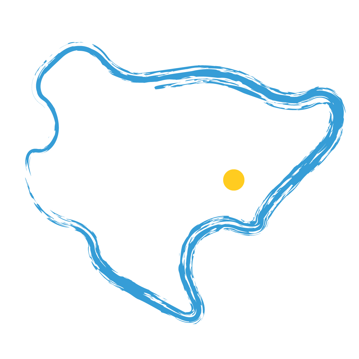 佐賀県の無料フリーイラスト|簡易・県庁あり・毛筆(青)