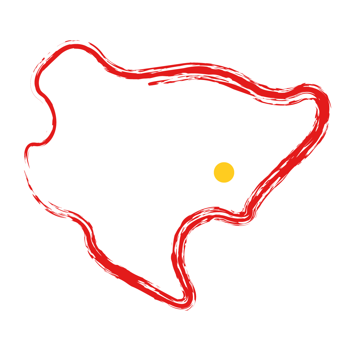 佐賀県の無料フリーイラスト|簡易・県庁あり・毛筆(赤)
