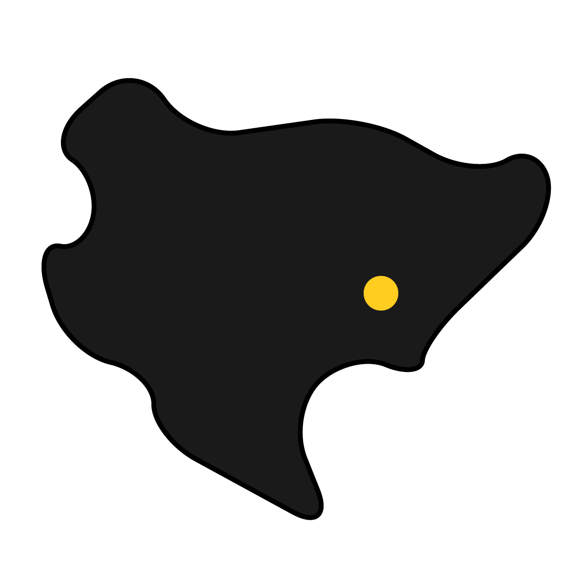 佐賀県の無料フリーイラスト｜簡易・県庁あり・曲線(黒)