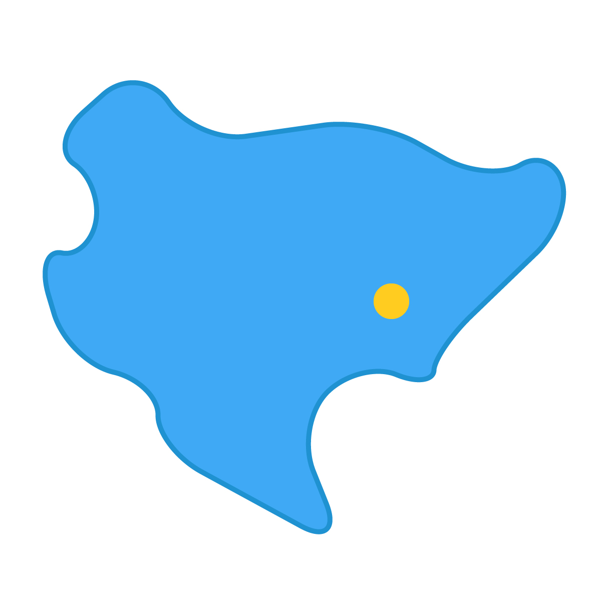 佐賀県の無料フリーイラスト|簡易・県庁あり・曲線(青)