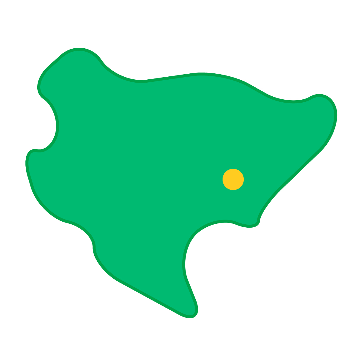 佐賀県の無料フリーイラスト｜簡易・県庁あり・曲線(緑)