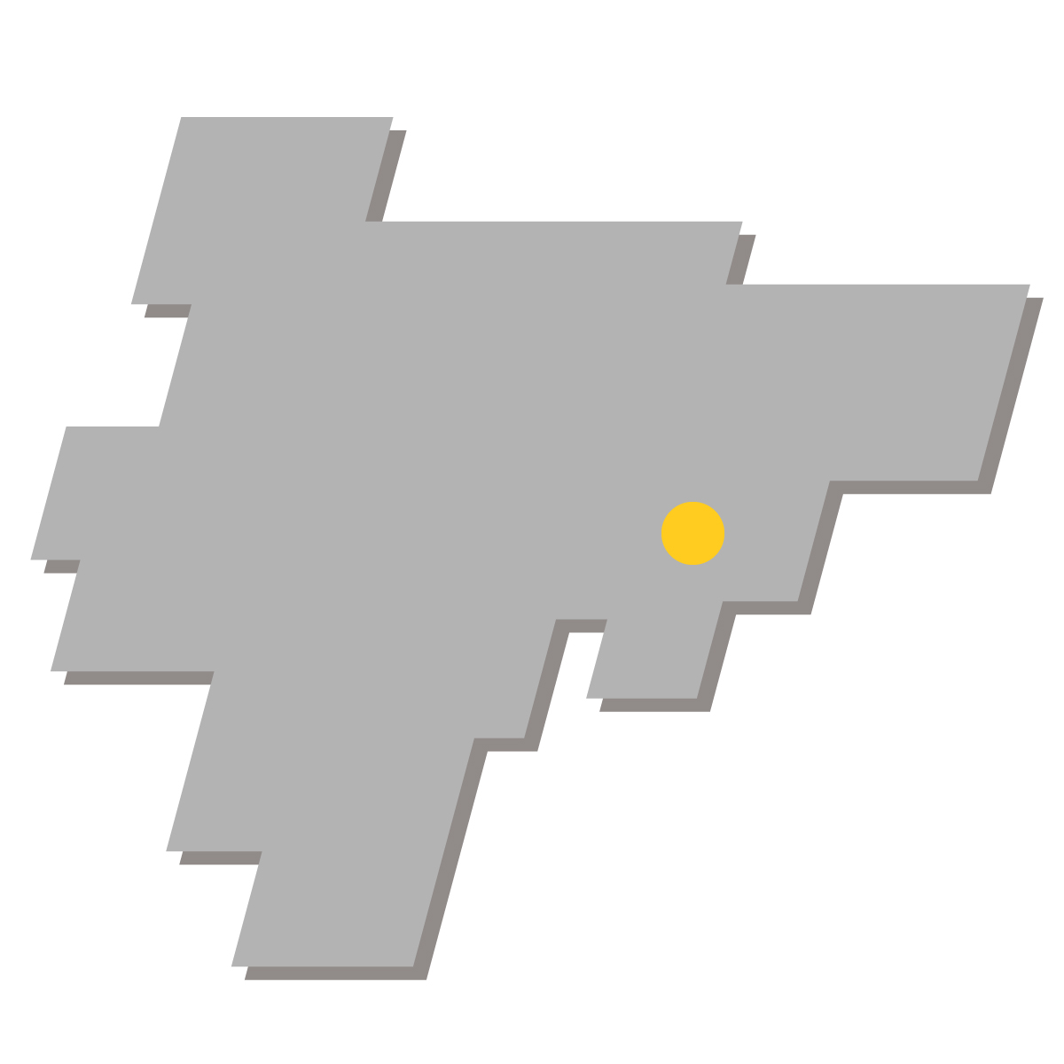 佐賀県の無料フリーイラスト|簡易・県庁あり・四角斜め(グレー)