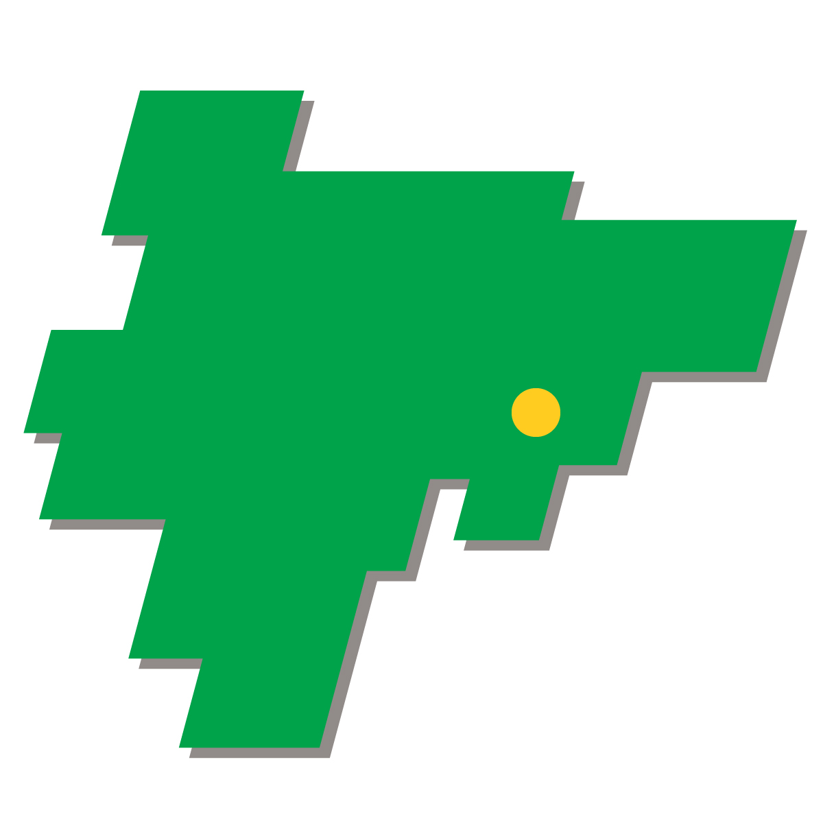 佐賀県の無料フリーイラスト｜簡易・県庁あり・四角斜め(緑)