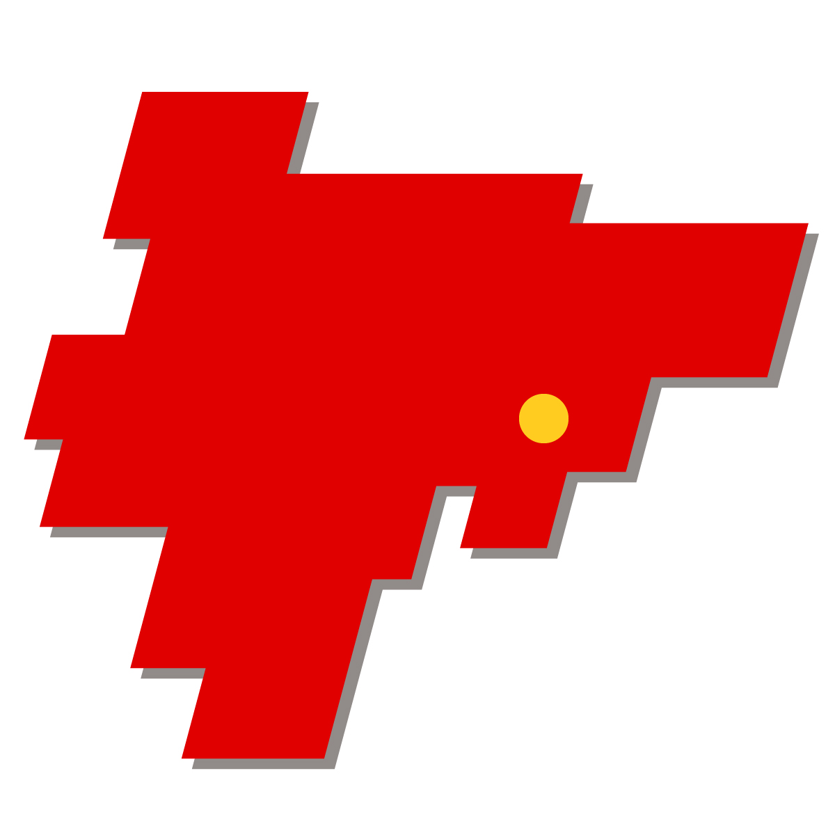 佐賀県の無料フリーイラスト｜簡易・県庁あり・四角斜め(赤)