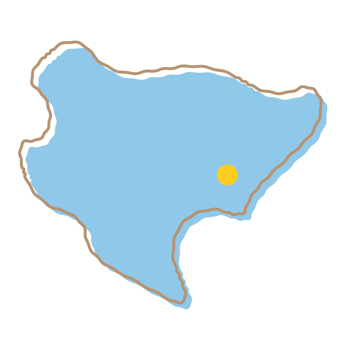 佐賀県の無料フリーイラスト|簡易・県庁あり・イラスト風(青)